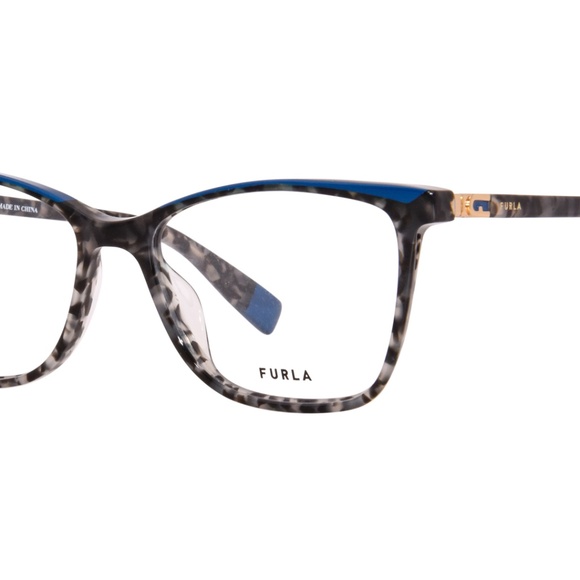 Furla Eyeglasses Frames VFU498V COL.09SX Blue Tortoise Gold Square 53-16-135 - Picture 3 of 4